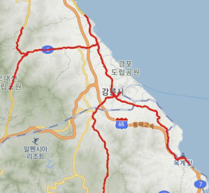 강릉시 일반국도 지도